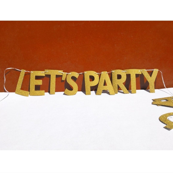 NIB Glitter Gold Alphabet Let's Party Banner for Bachelorette Party Decoration - Picture 2 of 7